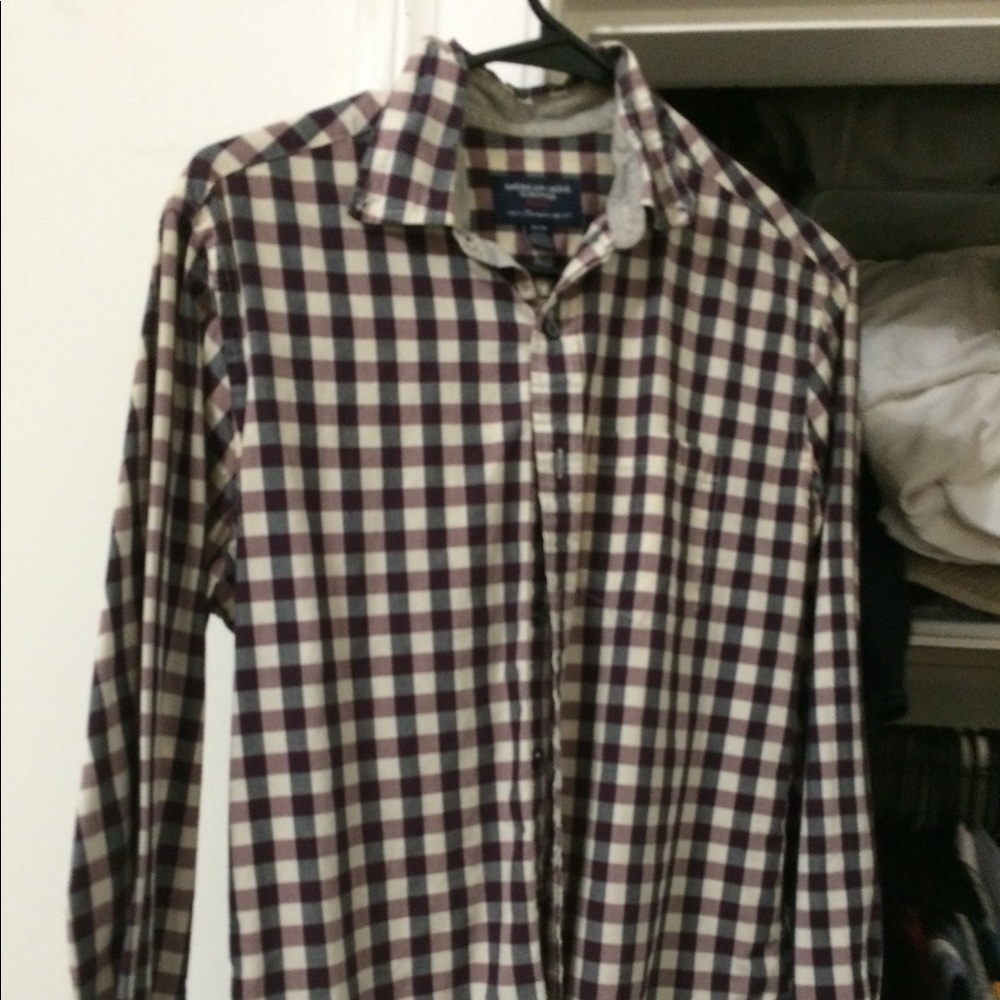 American Eagle Checker Button Down Long Sleeve Men - image 1